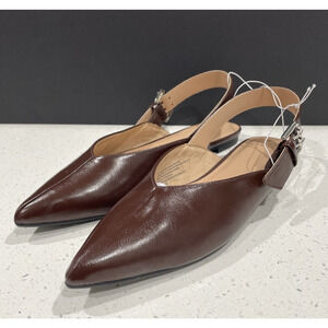 Sling Back Side Buckle Flats Victoria Sz 10 Brown NWT A New Day Memo Foam Insole